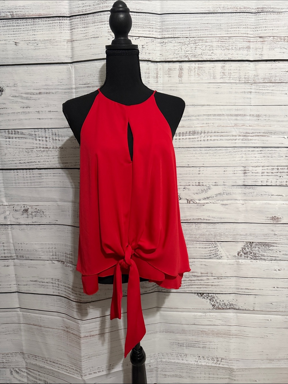 Red Halter Tie-Front Camisole Top